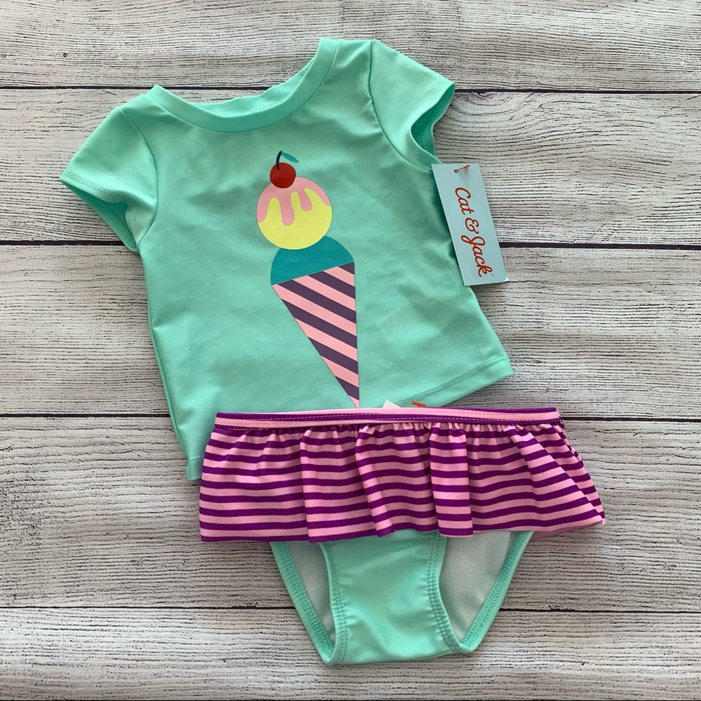 Cat & Jack 2-Piece Rash Guard Swim Suit 12 Months